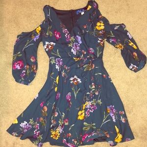 Cold shoulder floral ruffle dress